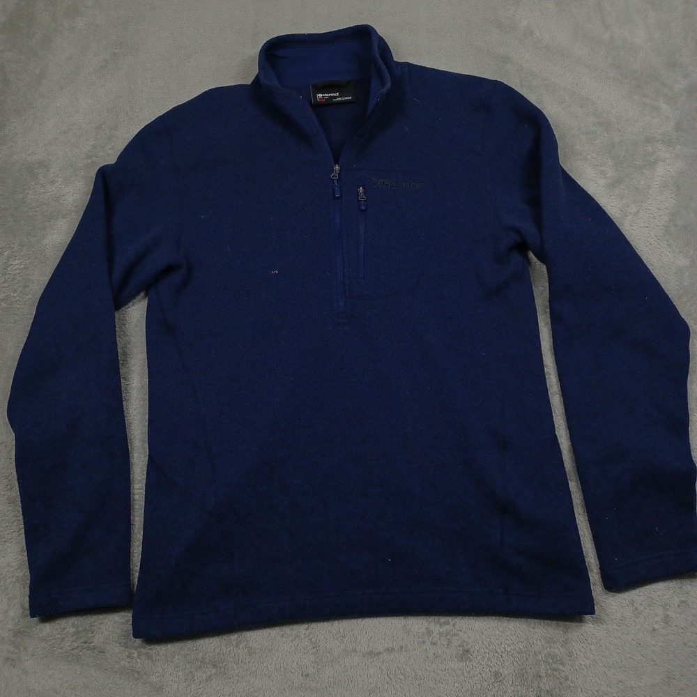Marmot Sweater Mens Medium BLue 1/4 ZIp Pullover Fleece Casual Outdoor‎